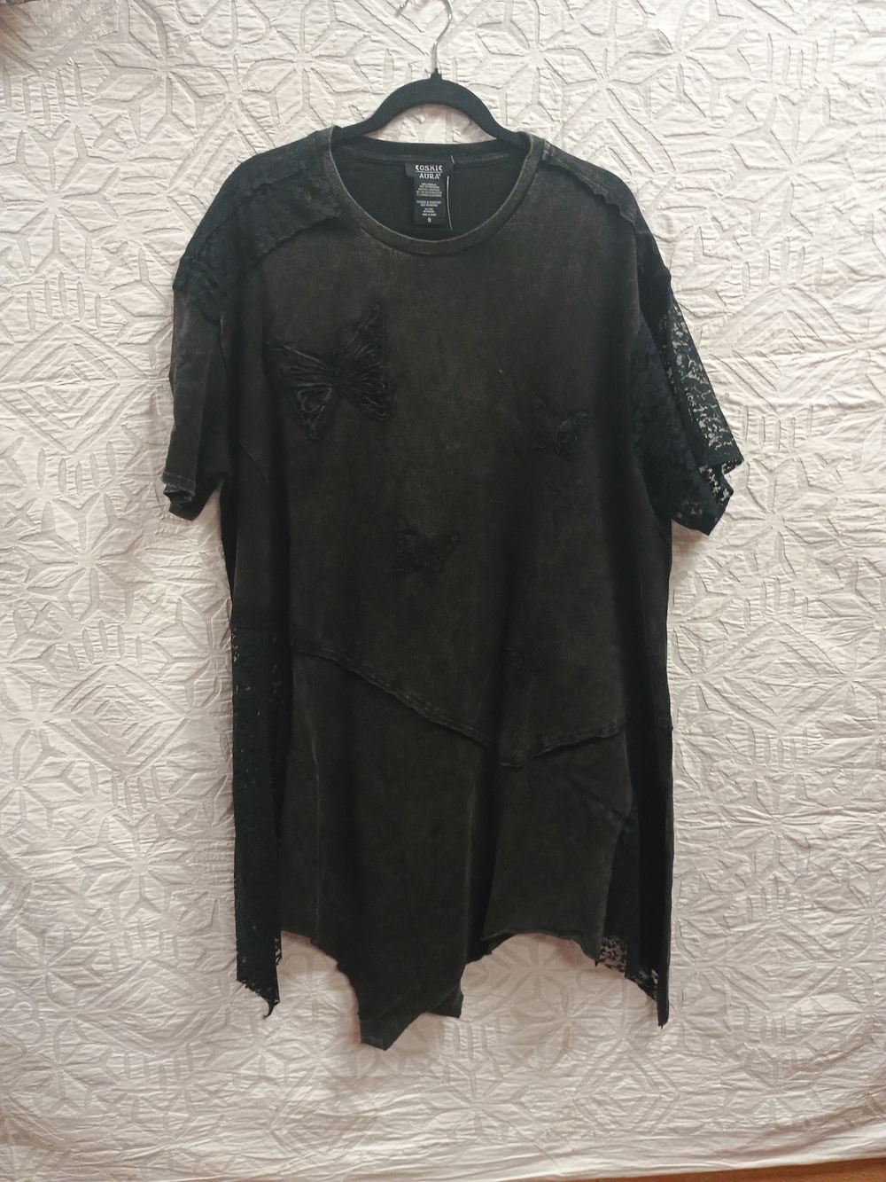 🆕COSMIC AURA Black Lace-Trim Butterfly Tunic Dress Plus Size 0X - Picture 2 of 6